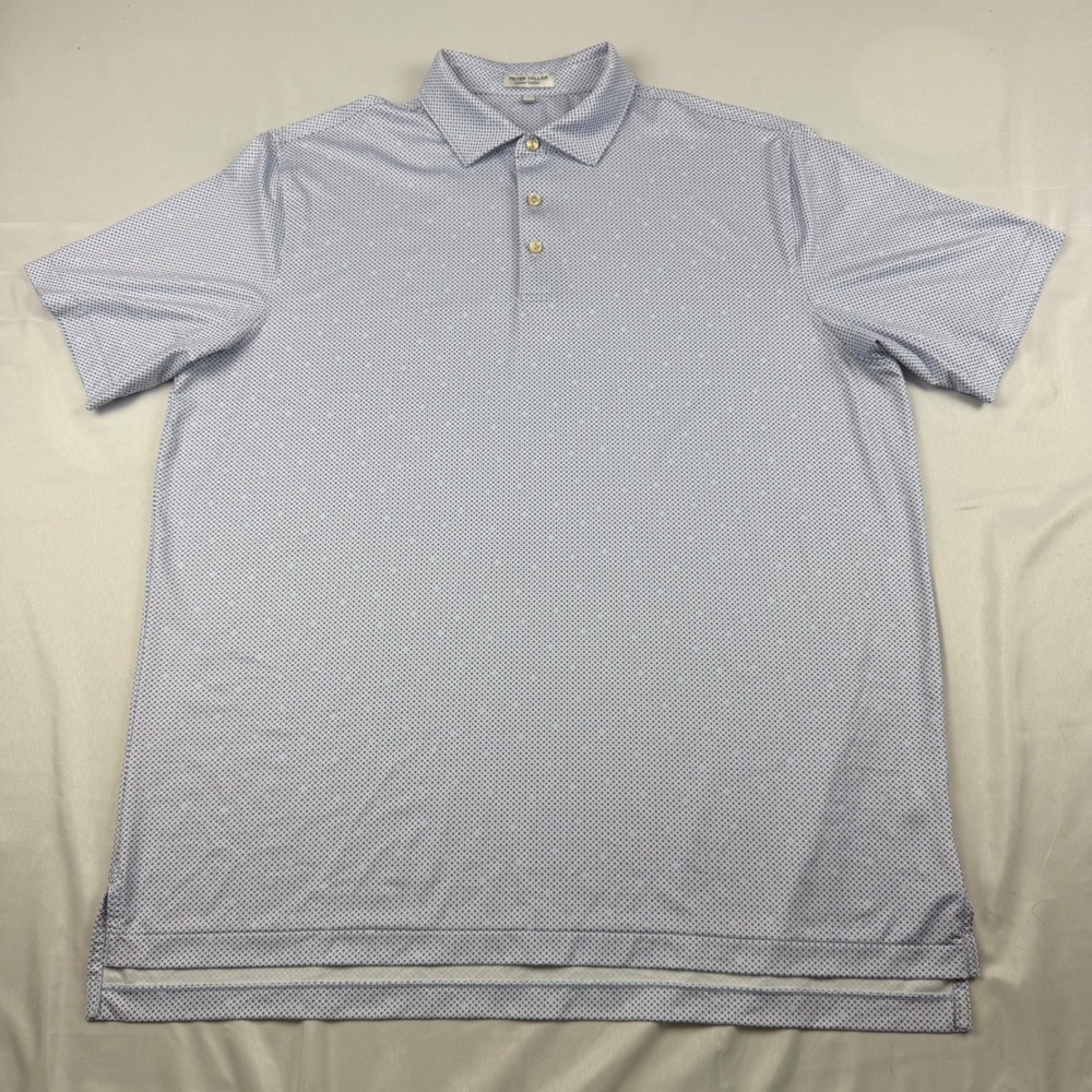 Peter Millar Polo Shirt Mens XL Blue Geometric Summer Comfort MF25EK408S